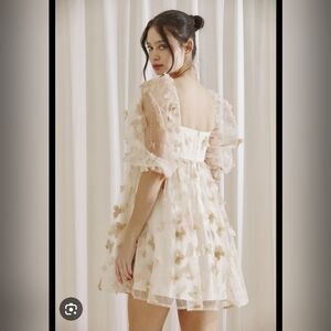 Storia 3D Butterfly Glitter Sequin Babydoll Dress Size Small NWT